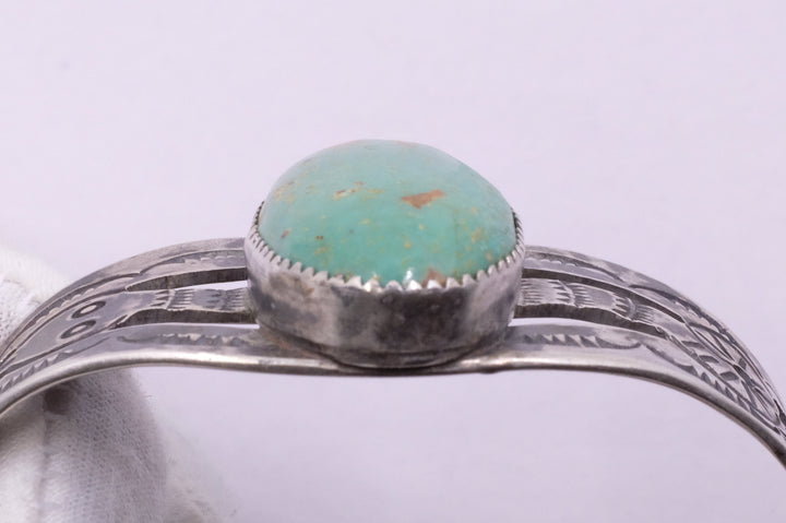 Sterling Silver Cerrillos Turquoise Fred Harvey Era Navajo Cuff Bracelet