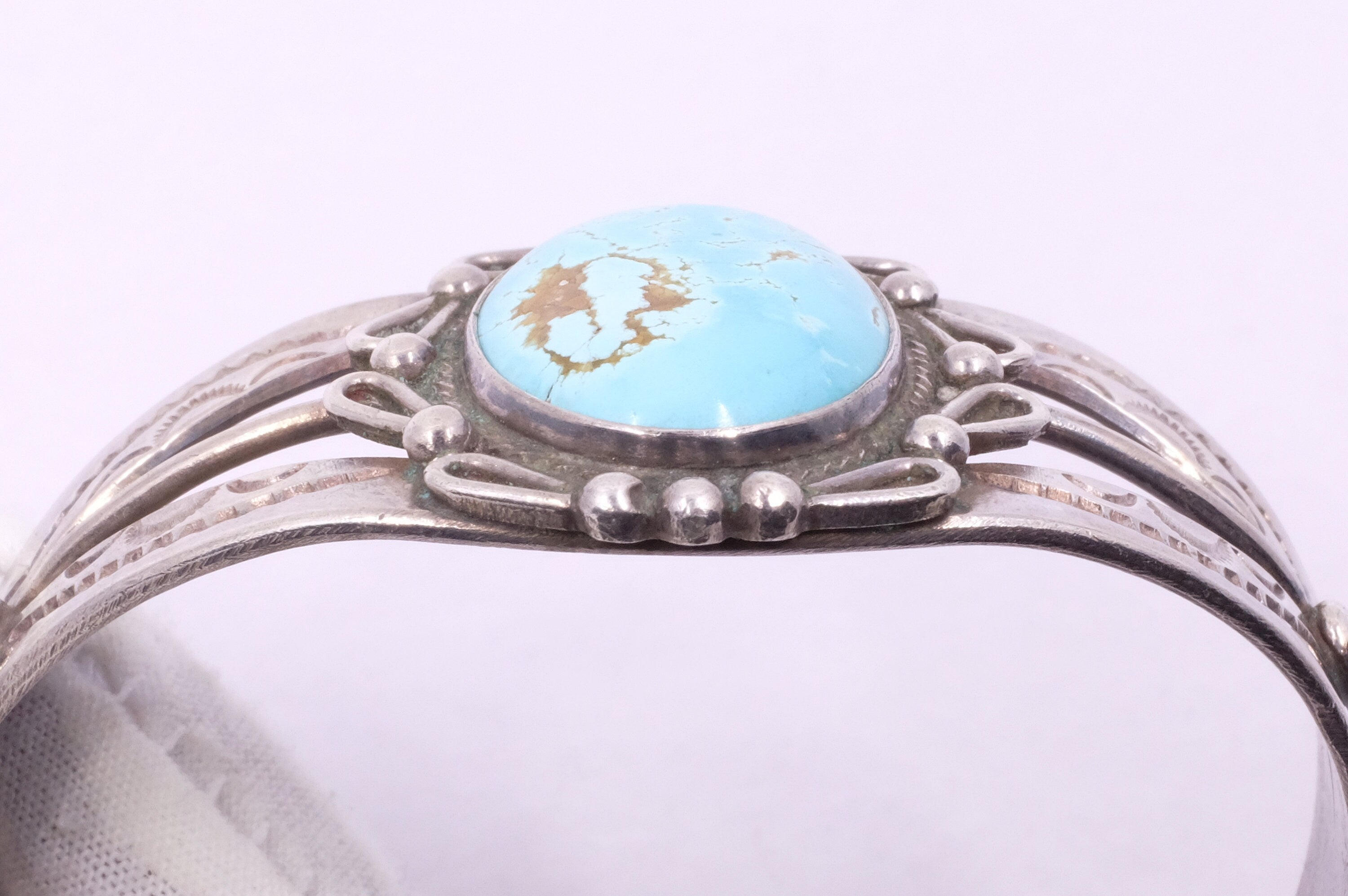 Sterling Silver Turquoise Fred Harvey Era Cuff Bracelet