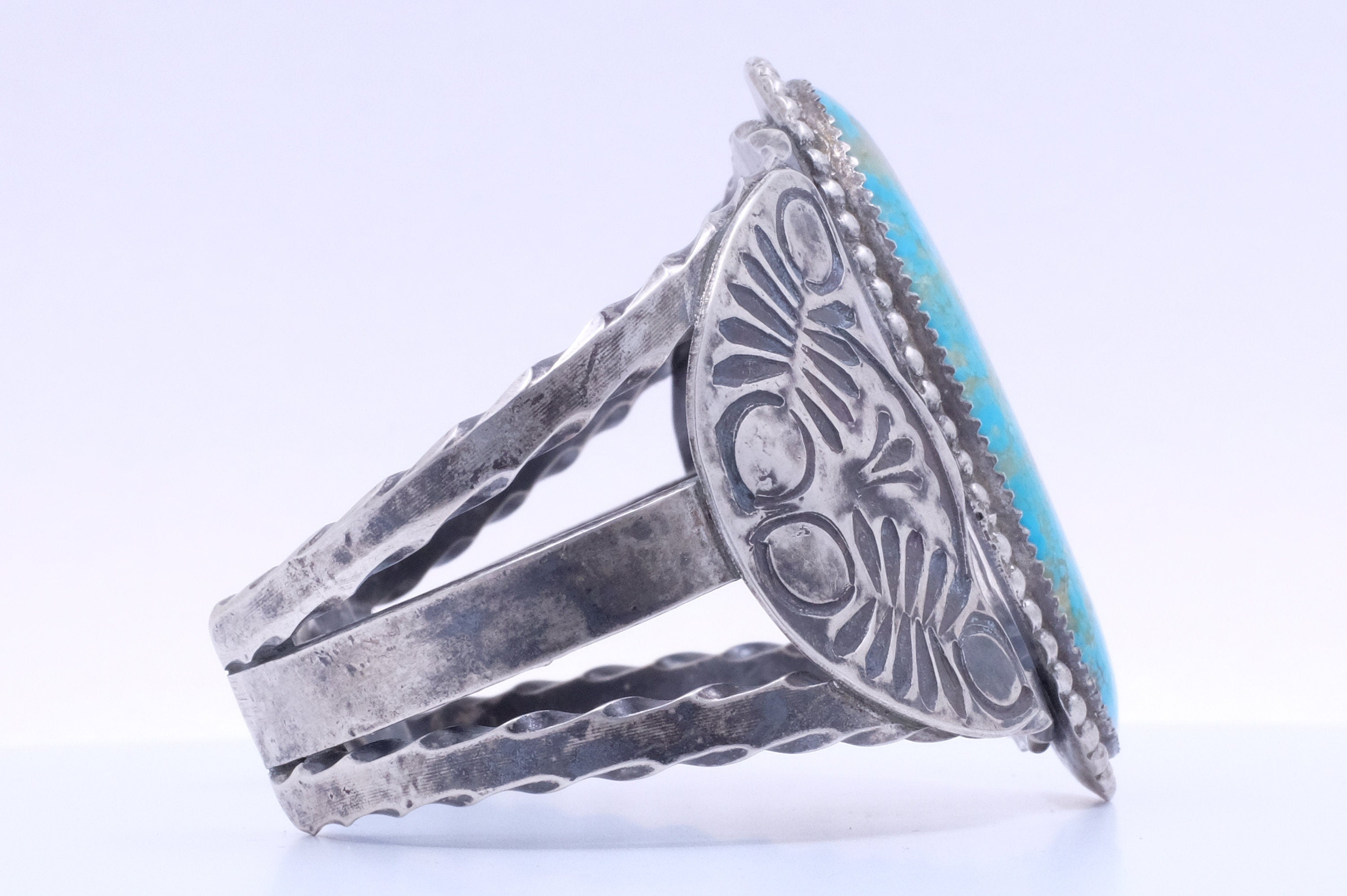 Sterling Silver Turquoise Fred Harvey Era Navajo Cuff Bracelet