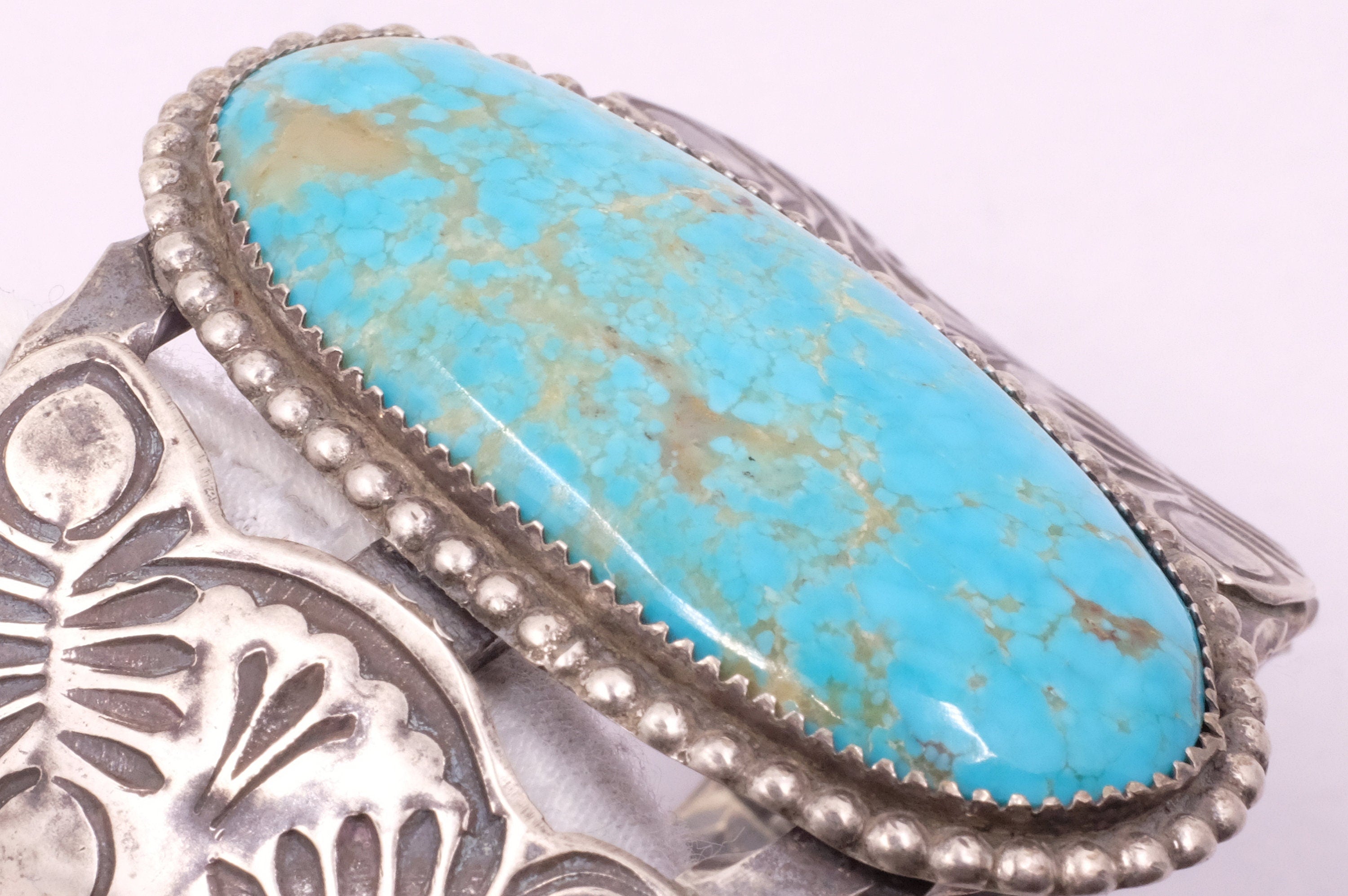 Sterling Silver Turquoise Fred Harvey Era Navajo Cuff Bracelet