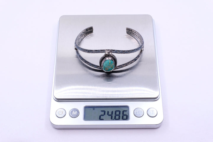 Sterling Silver Turquoise Fred Harvey Era Navajo Cuff Bracelet