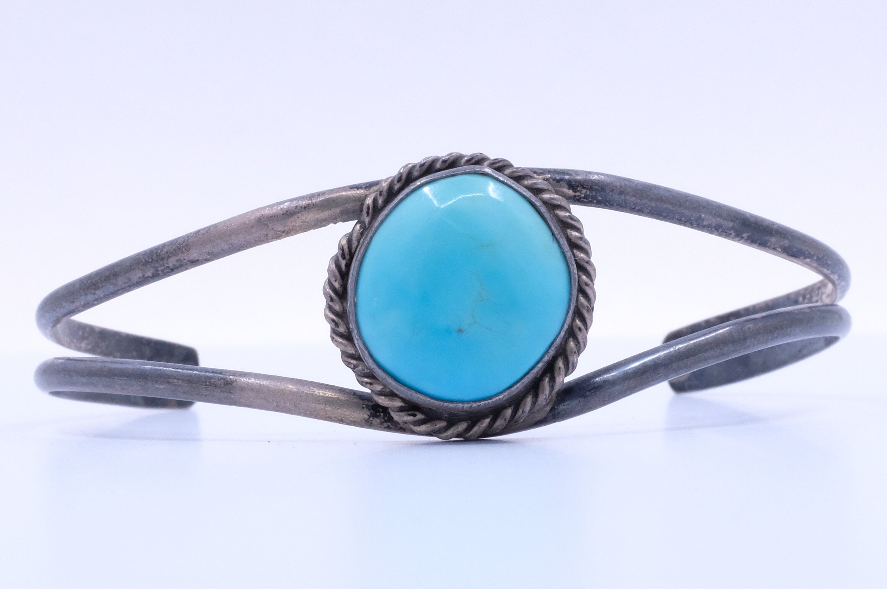 Sterling Silver Turquoise Fred Harvey Era Cuff Bracelet