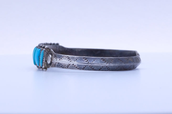 Sterling Silver Turquoise Janice Paloma Zuni Needlepoint Cuff Bracelet