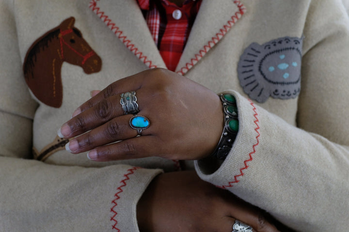 Sterling Silver Turquoise Fred Harvey Era Arrow Ring