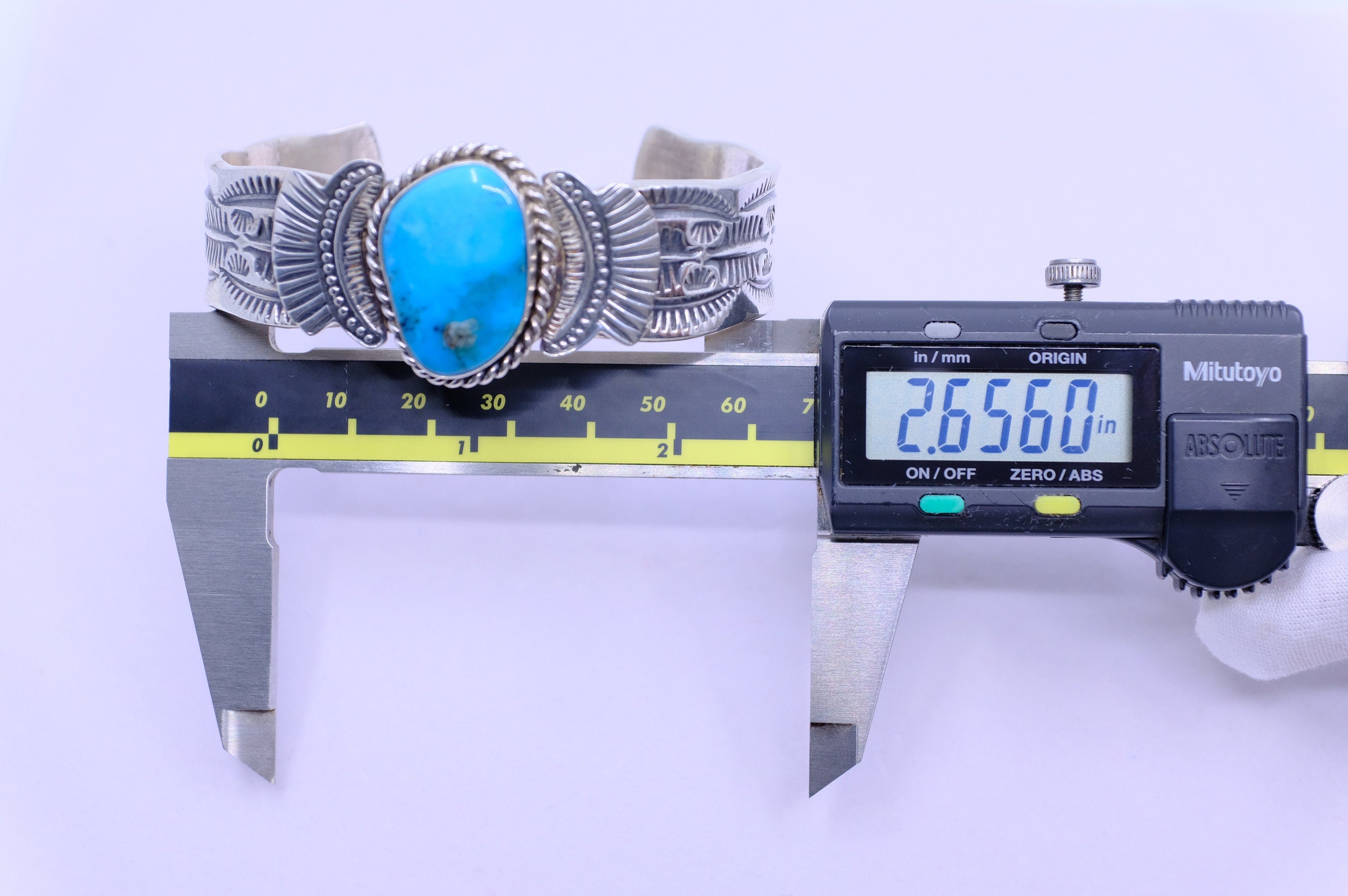 Sterling Silver Kingman Turquoise Garrett Hale Navajo Cuff Bracelet