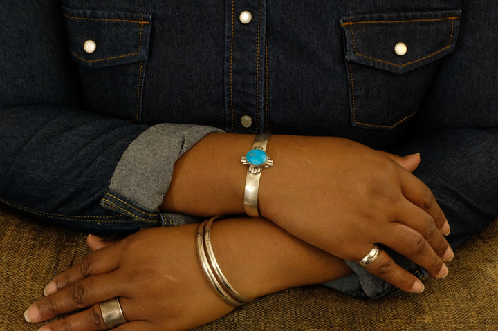 Sterling Silver Turquoise Randy Billy Navajo Cuff Bracelet