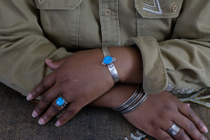 Sterling Silver Turquoise Randy Billy Navajo Cuff Bracelet