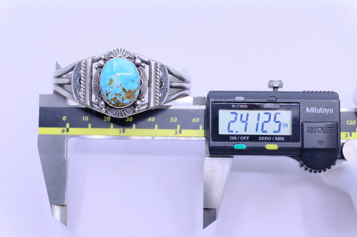 Sterling Silver Kingman Turquoise Mary Ann Spencer Navajo Cuff Bracelet