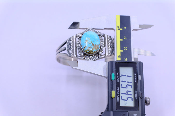 Sterling Silver Kingman Turquoise Mary Ann Spencer Navajo Cuff Bracelet