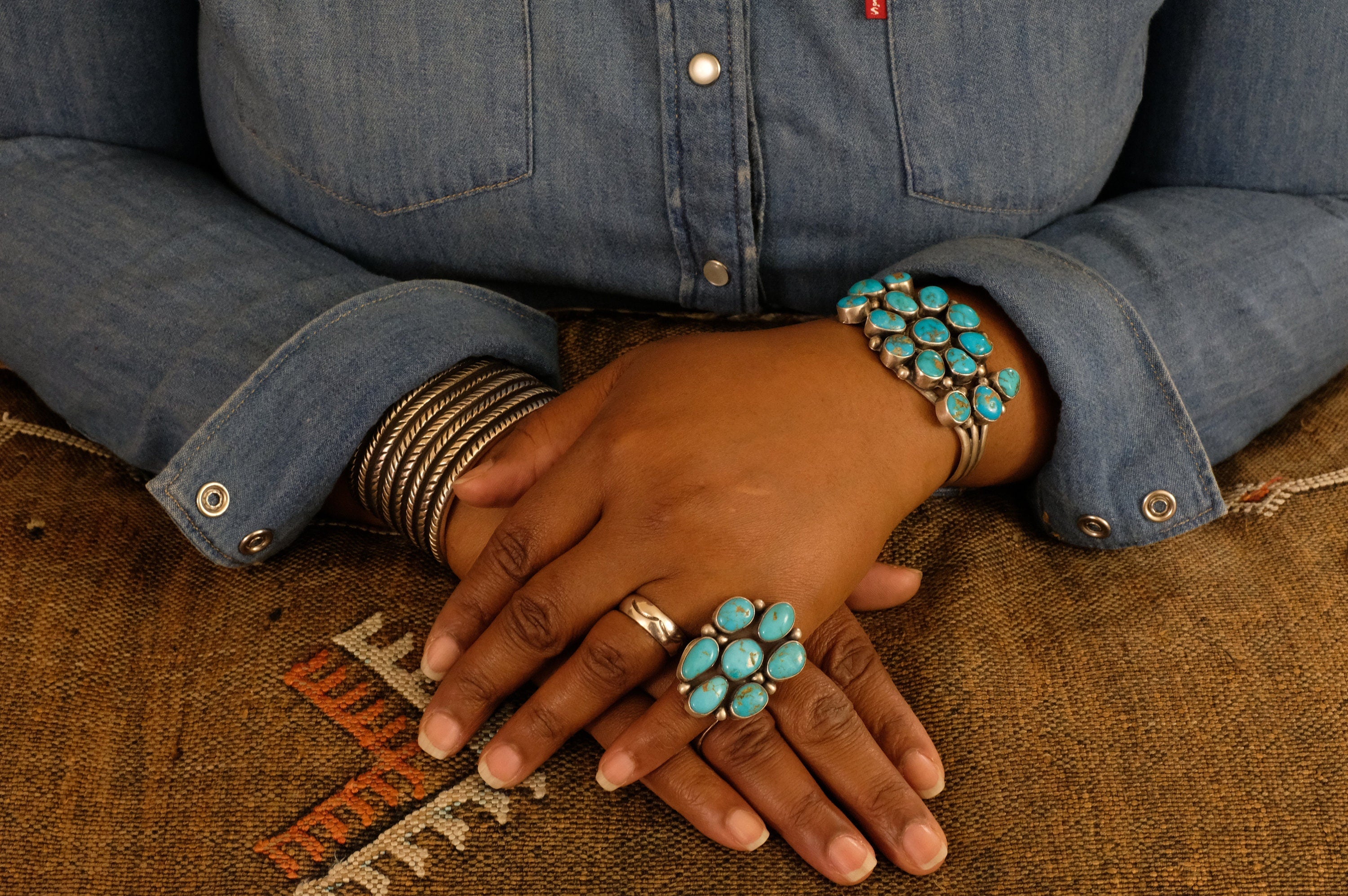 Sterling Silver Kingman Turquoise Bobby Johnson Navajo Cuff Bracelet