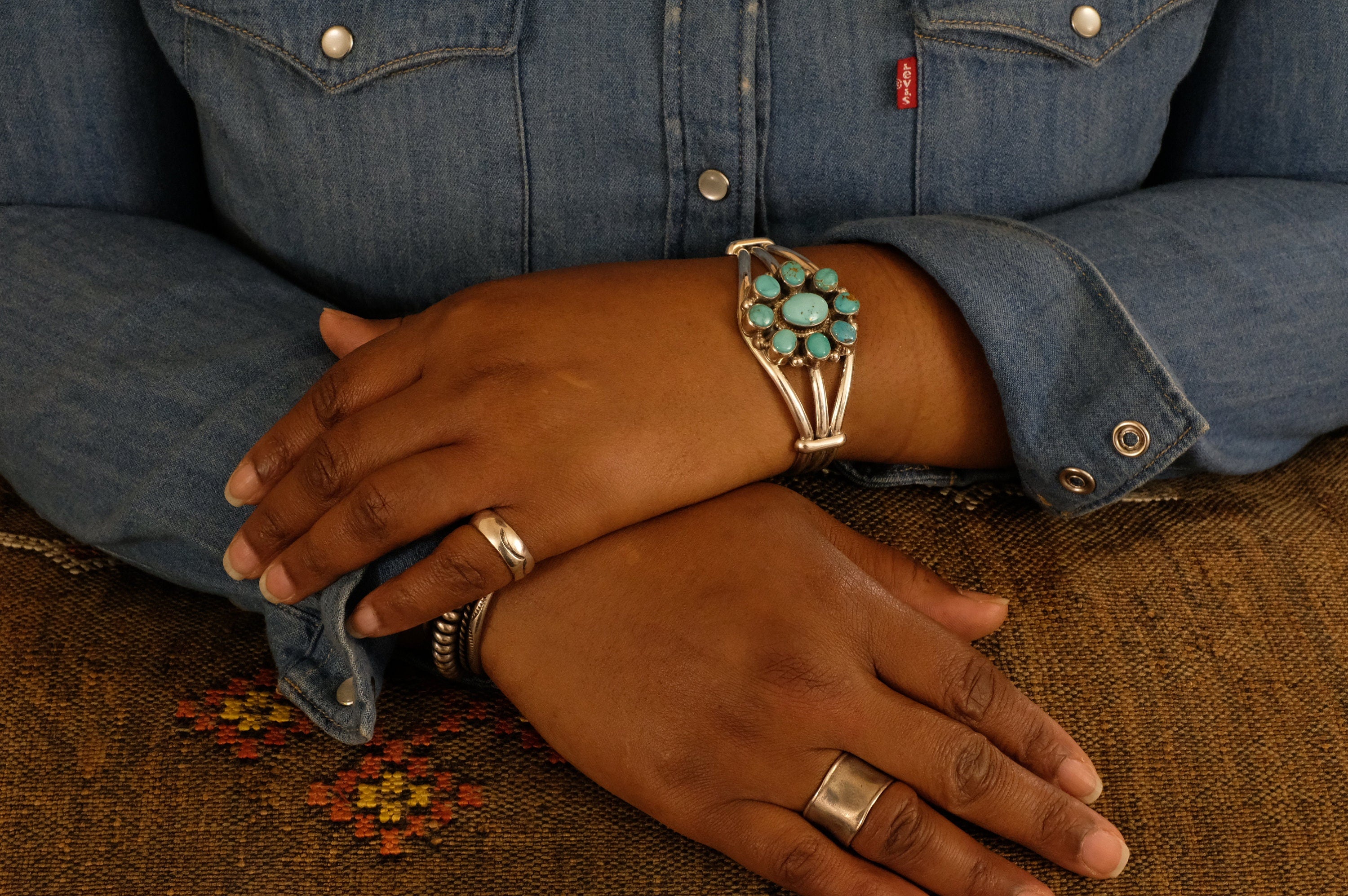 Sterling Silver Lone Mountain Turquoise Shirley Henry Navajo Cuff Bracelet