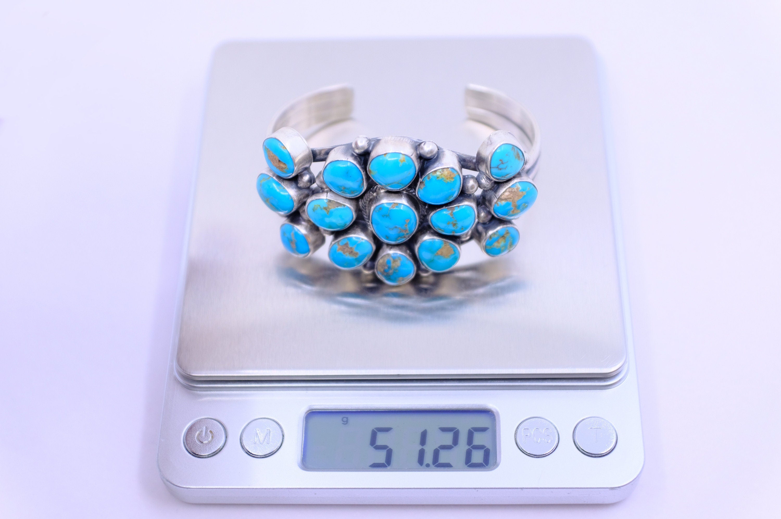 Sterling Silver Kingman Turquoise Bobby Johnson Navajo Cuff Bracelet