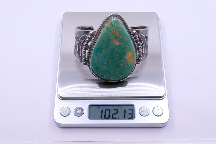 Sterling Silver Cerrillos Turquoise Navajo Cuff Bracelet