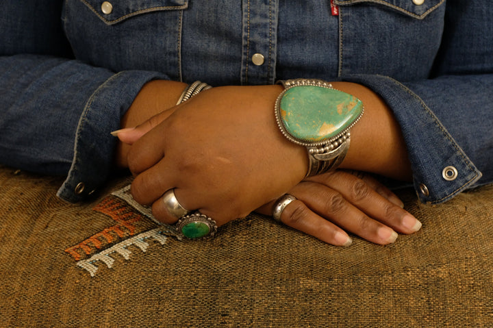 Sterling Silver Cerrillos Turquoise Navajo Cuff Bracelet