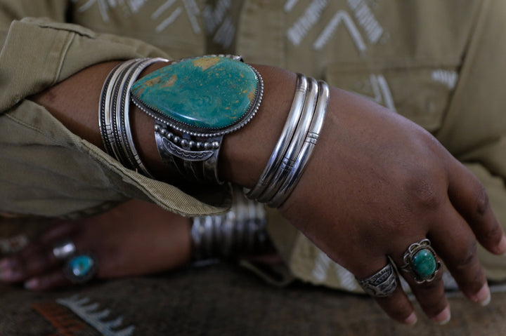 Sterling Silver Cerrillos Turquoise Navajo Cuff Bracelet