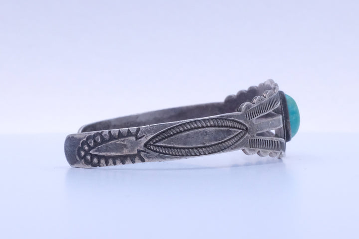 Sterling Silver Turquoise Fred Harvey Era Cuff Bracelet