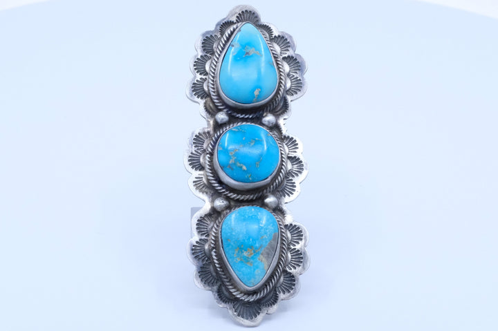 Sterling Silver Turquoise Lorenzo Juan Navajo Ring