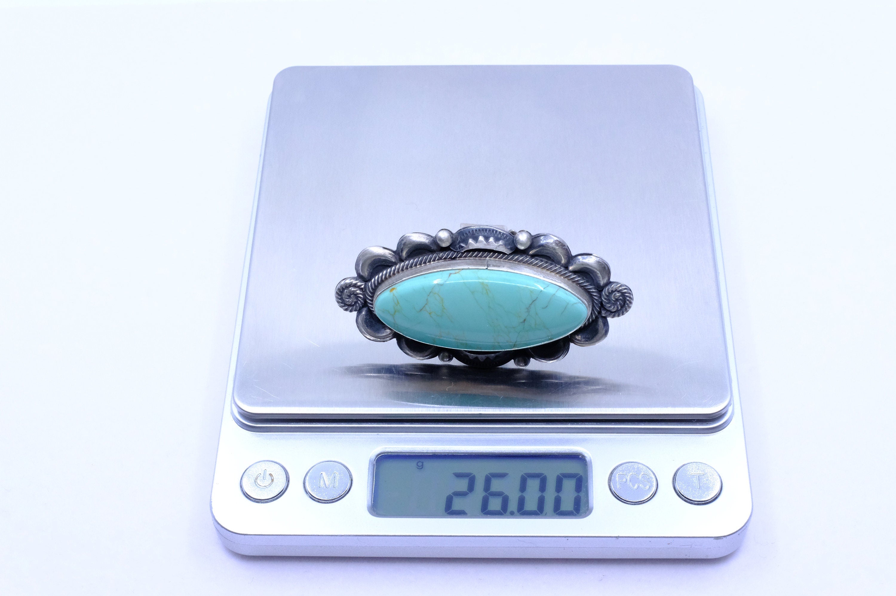 Sterling Silver Kingman Turquoise Juanita Long Navajo Ring