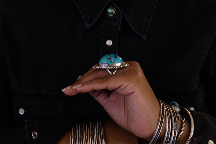 Sterling Silver Egyptian Turquoise Chimney Butte Ring