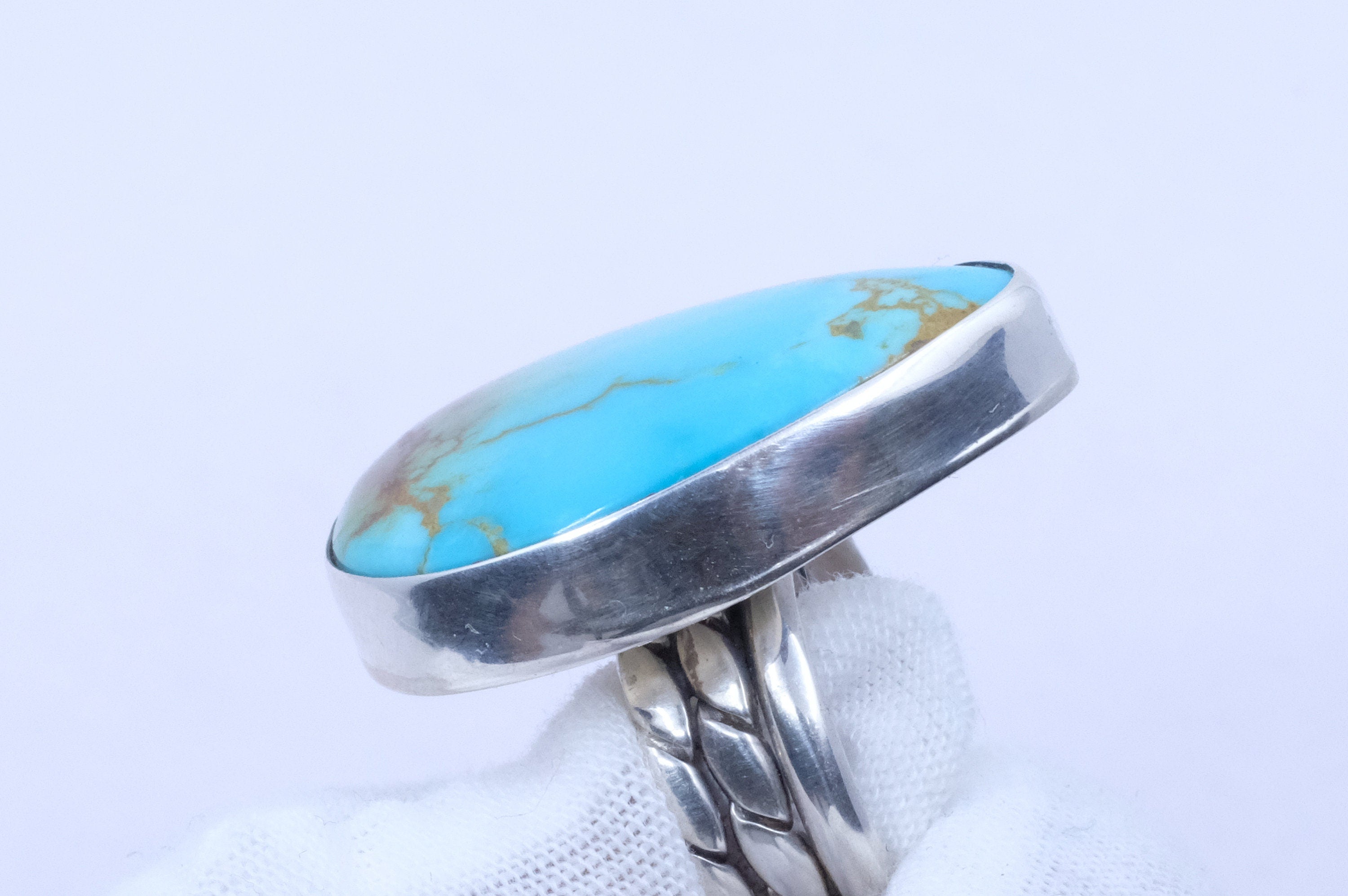 Sterling Silver Kingman Turquoise Navajo Ring