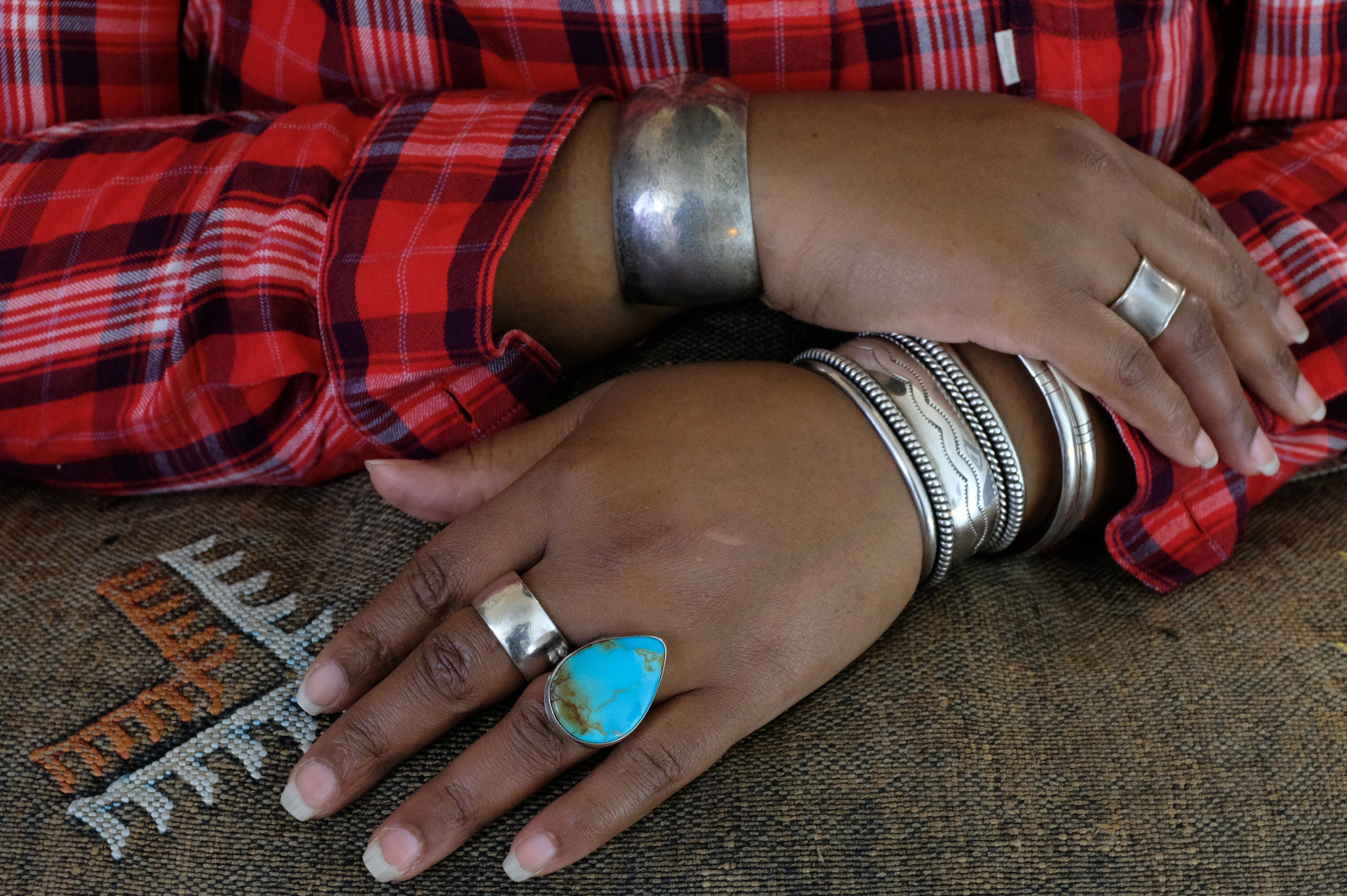 Sterling Silver Kingman Turquoise Navajo Ring