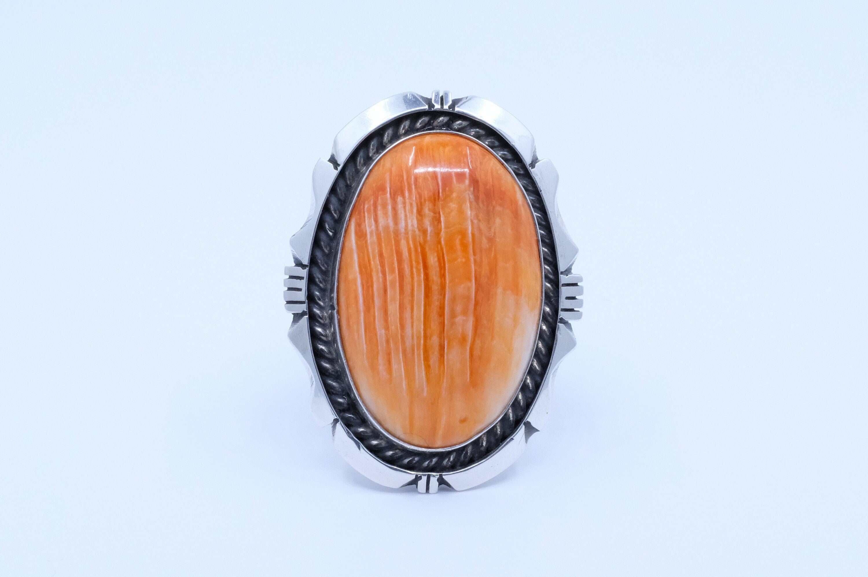 Sterling Silver Orange Spiny Oyster Eddie Secatero Navajo Ring