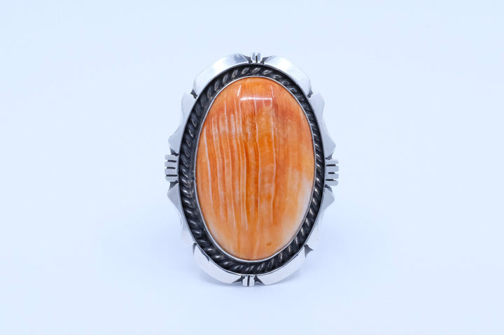 Sterling Silver Orange Spiny Oyster Eddie Secatero Navajo Ring