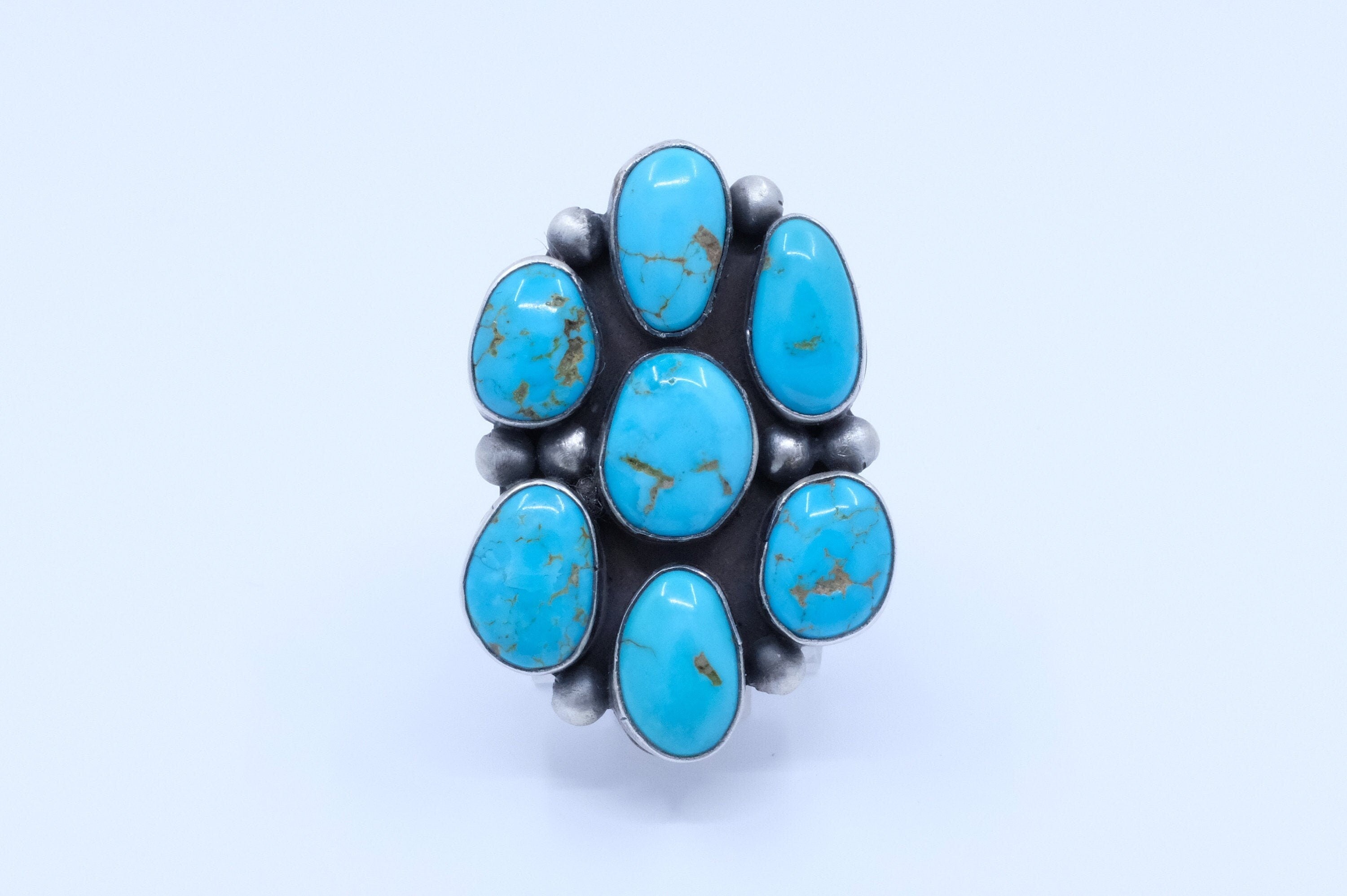 Sterling Silver Turquoise Bea Tom Navajo Ring