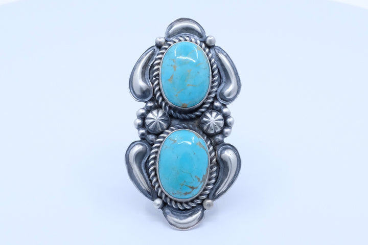 Sterling Silver Turquoise Jeff James Jr. Navajo Ring