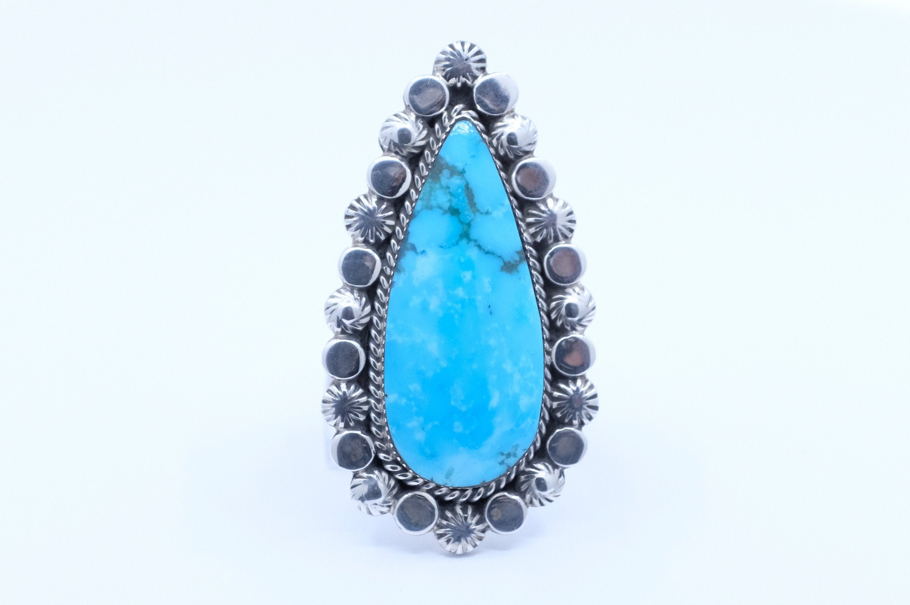 Sterling Silver Turquoise Greg Yazzie Navajo Ring