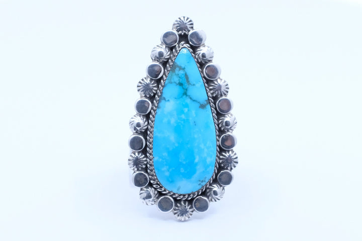 Sterling Silver Turquoise Greg Yazzie Navajo Ring