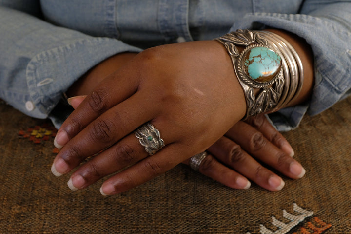 Sterling Silver Turquoise Fred Harvey Era Arrow Ring