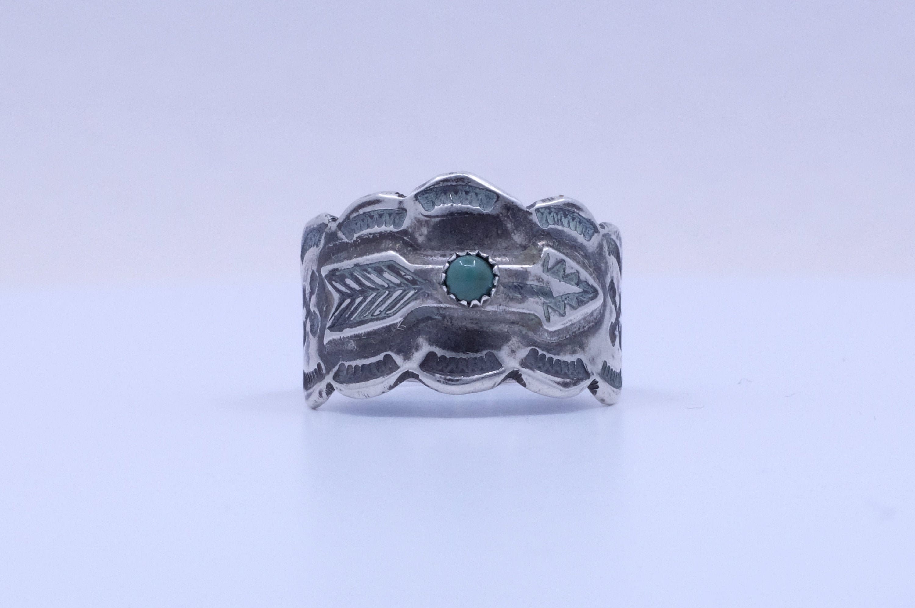 Sterling Silver Turquoise Fred Harvey Era Arrow Ring