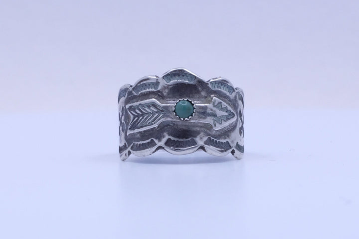 Sterling Silver Turquoise Fred Harvey Era Arrow Ring