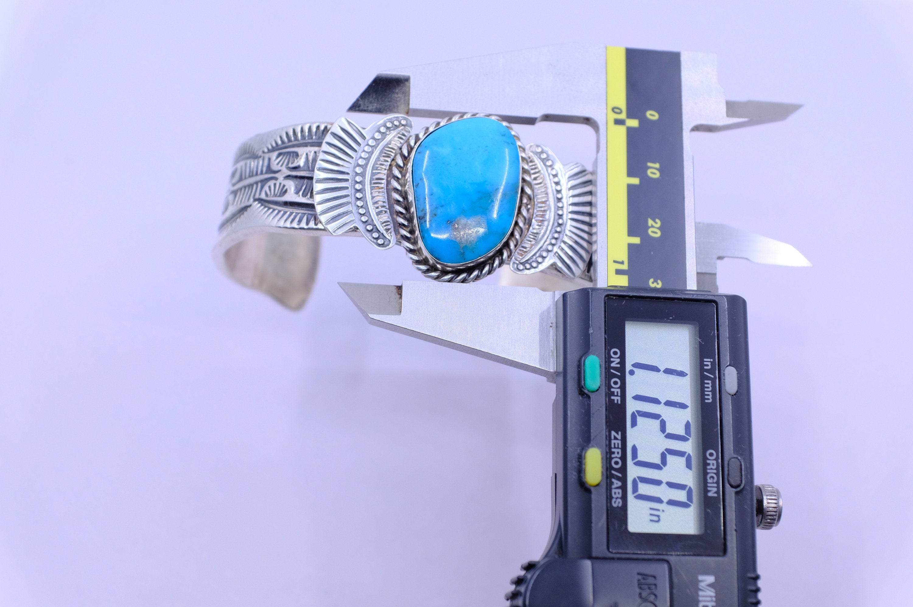 Sterling Silver Kingman Turquoise Garrett Hale Navajo Cuff Bracelet