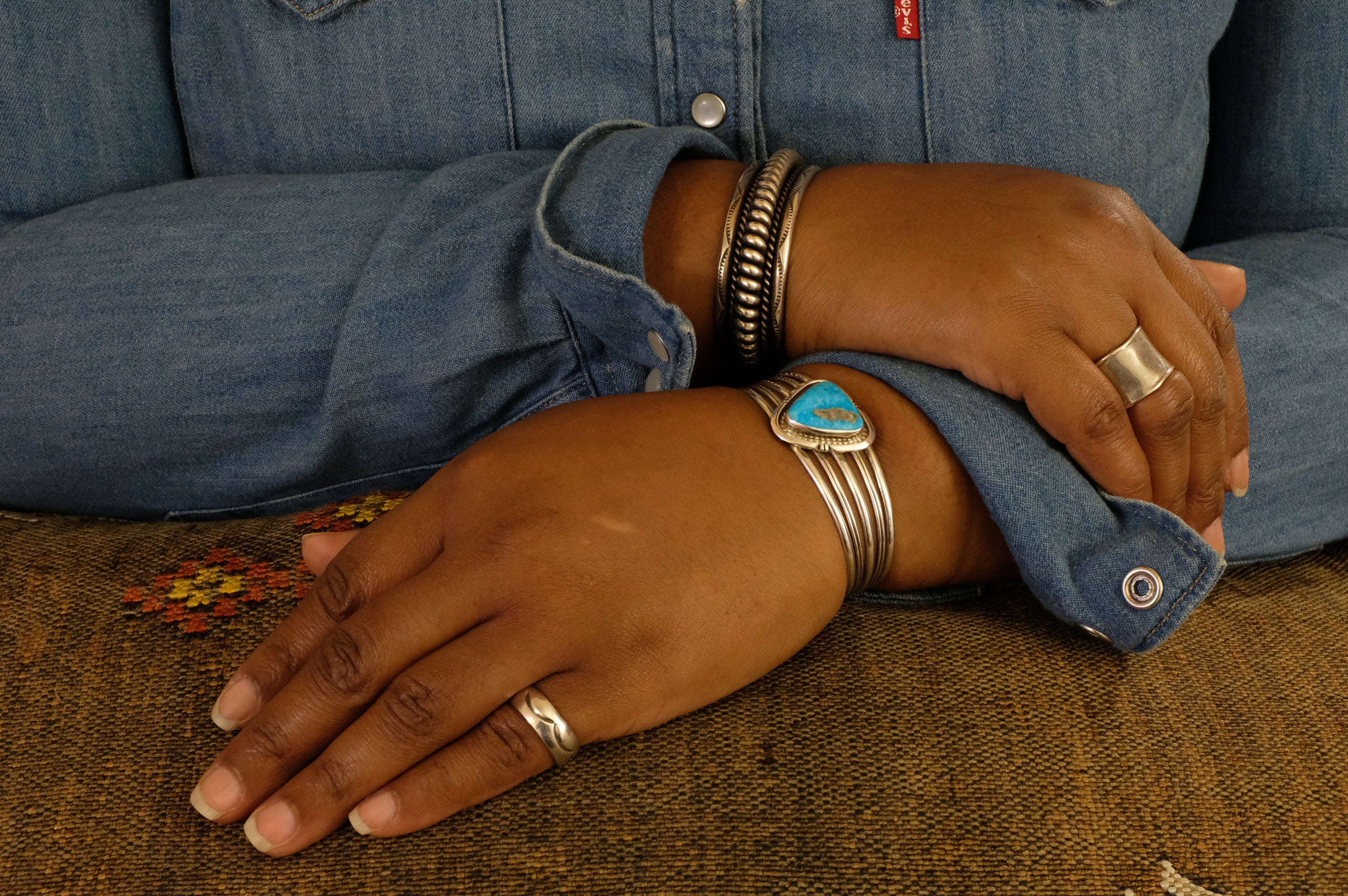 Sterling Silver Turquoise Priscilla Smith Navajo Cuff Bracelet