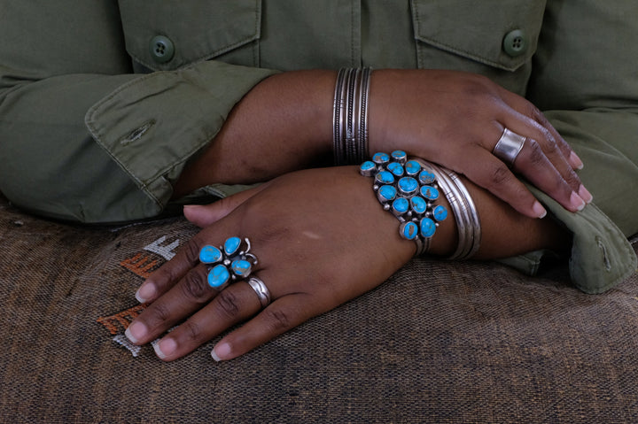 Sterling Silver Kingman Turquoise Bobby Johnson Navajo Cuff Bracelet