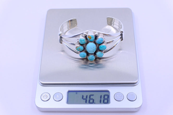 Sterling Silver Lone Mountain Turquoise Shirley Henry Navajo Cuff Bracelet