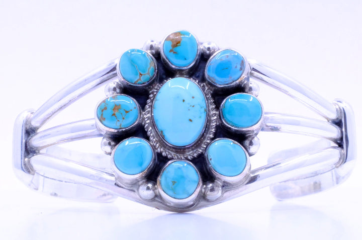 Sterling Silver Lone Mountain Turquoise Shirley Henry Navajo Cuff Bracelet