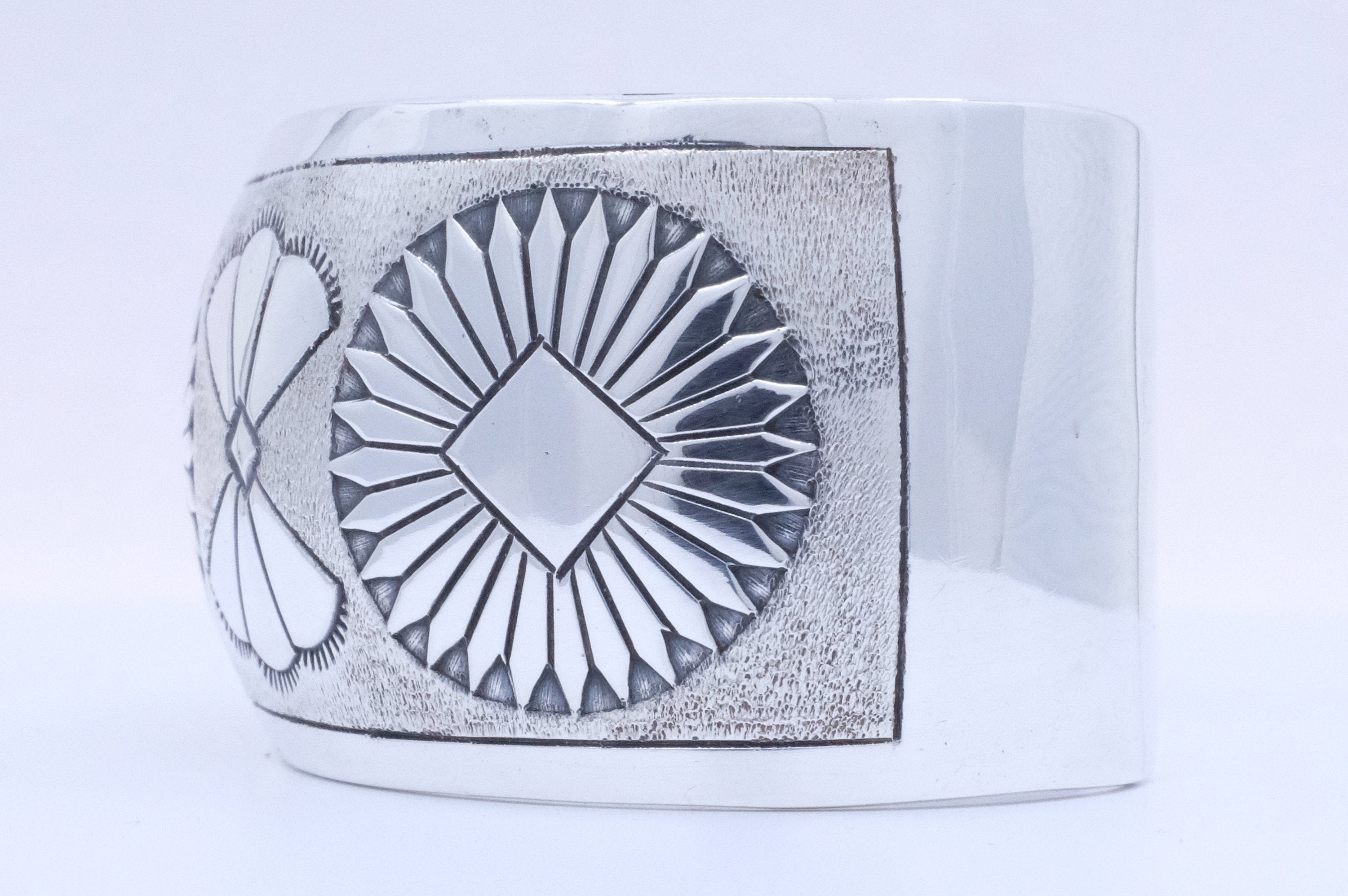 Sterling Silver Michael Tahe Navajo Cuff Bracelet