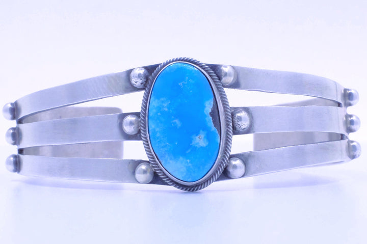 Sterling Silver Navajo Paul Livingston Cuff Bracelet