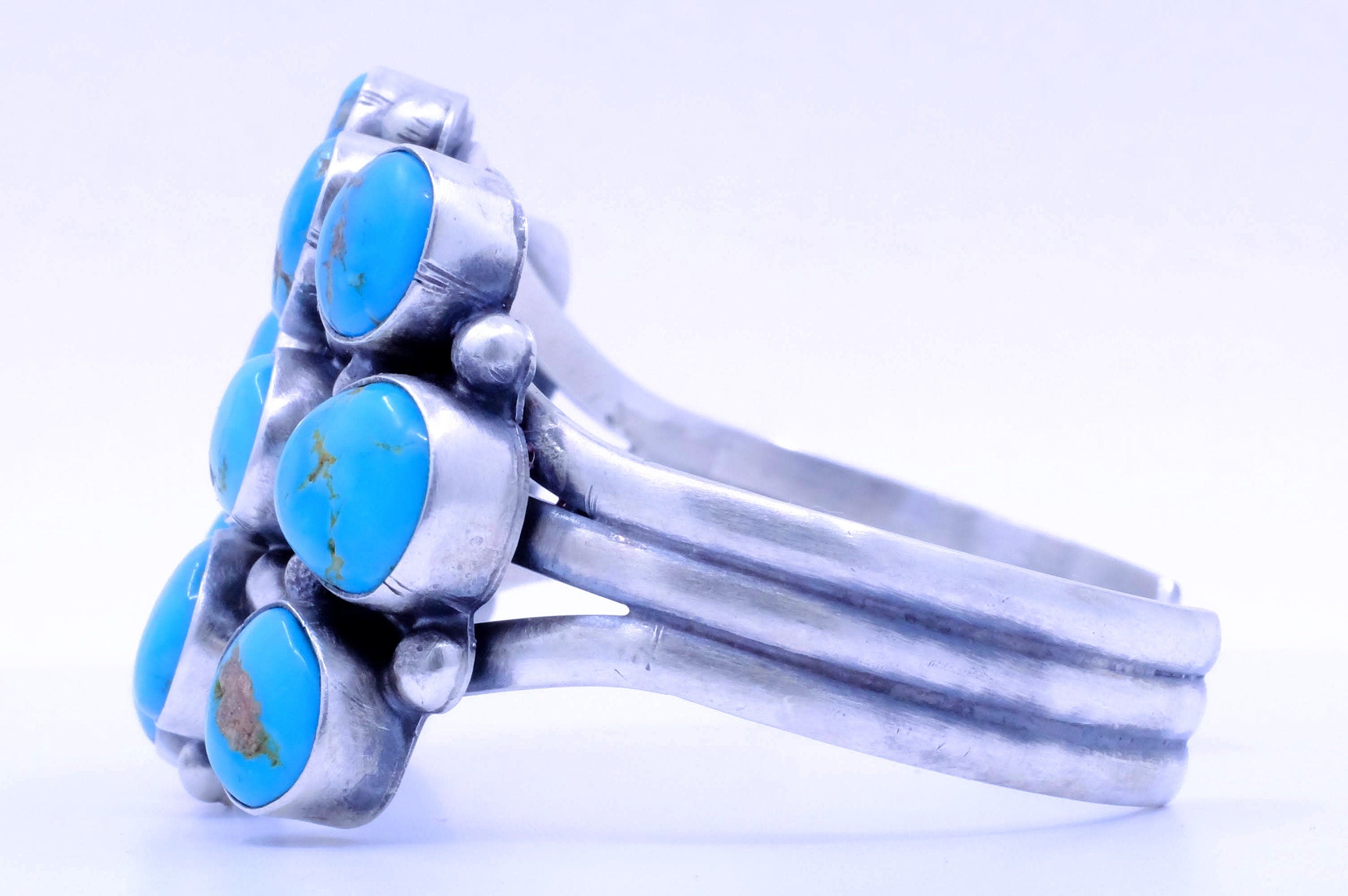 Sterling Silver Kingman Turquoise Bobby Johnson Navajo Cuff Bracelet