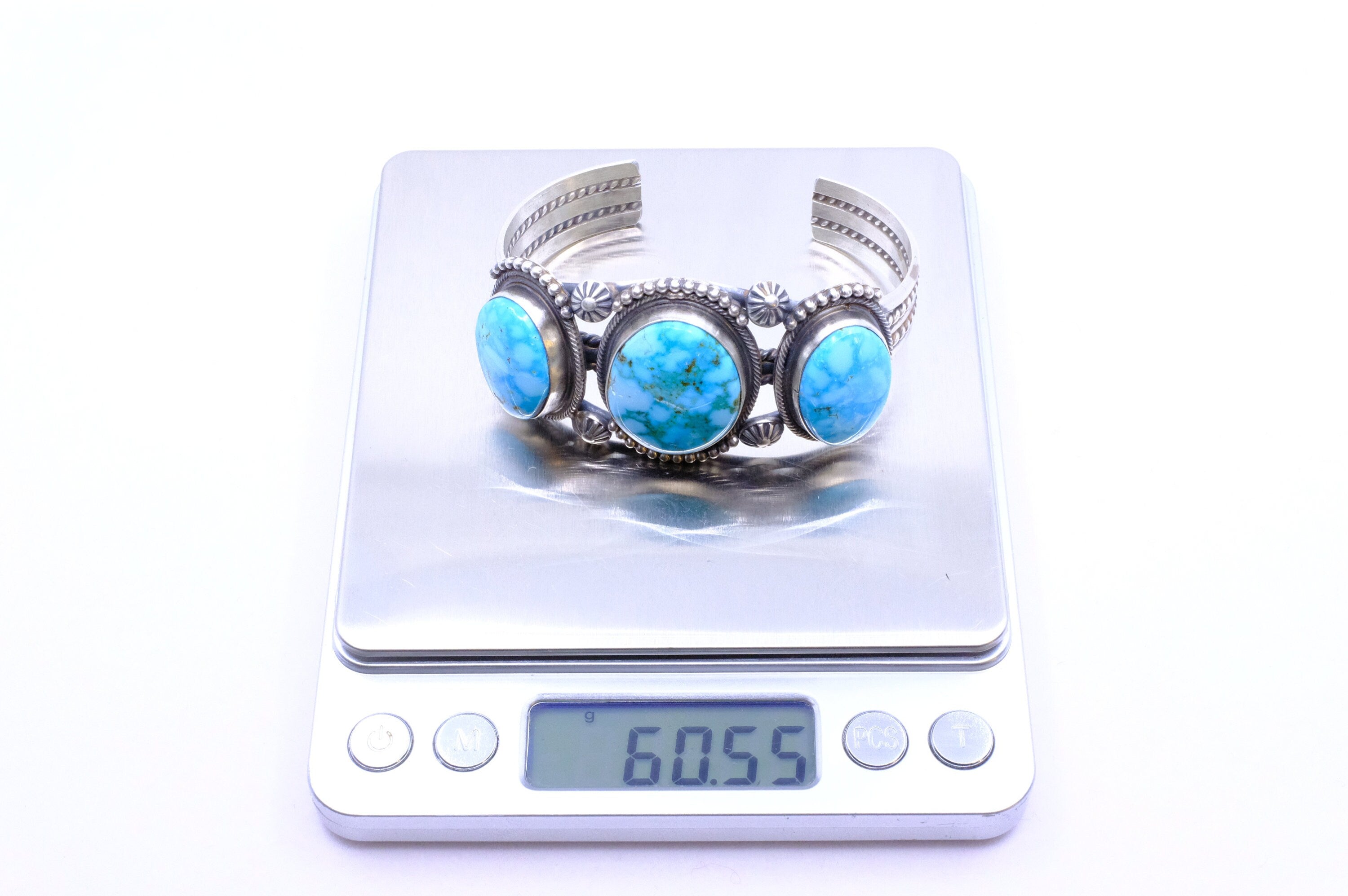 Sterling Silver Kingman Turquoise Kathleen Chavez Navajo Cuff Bracelet