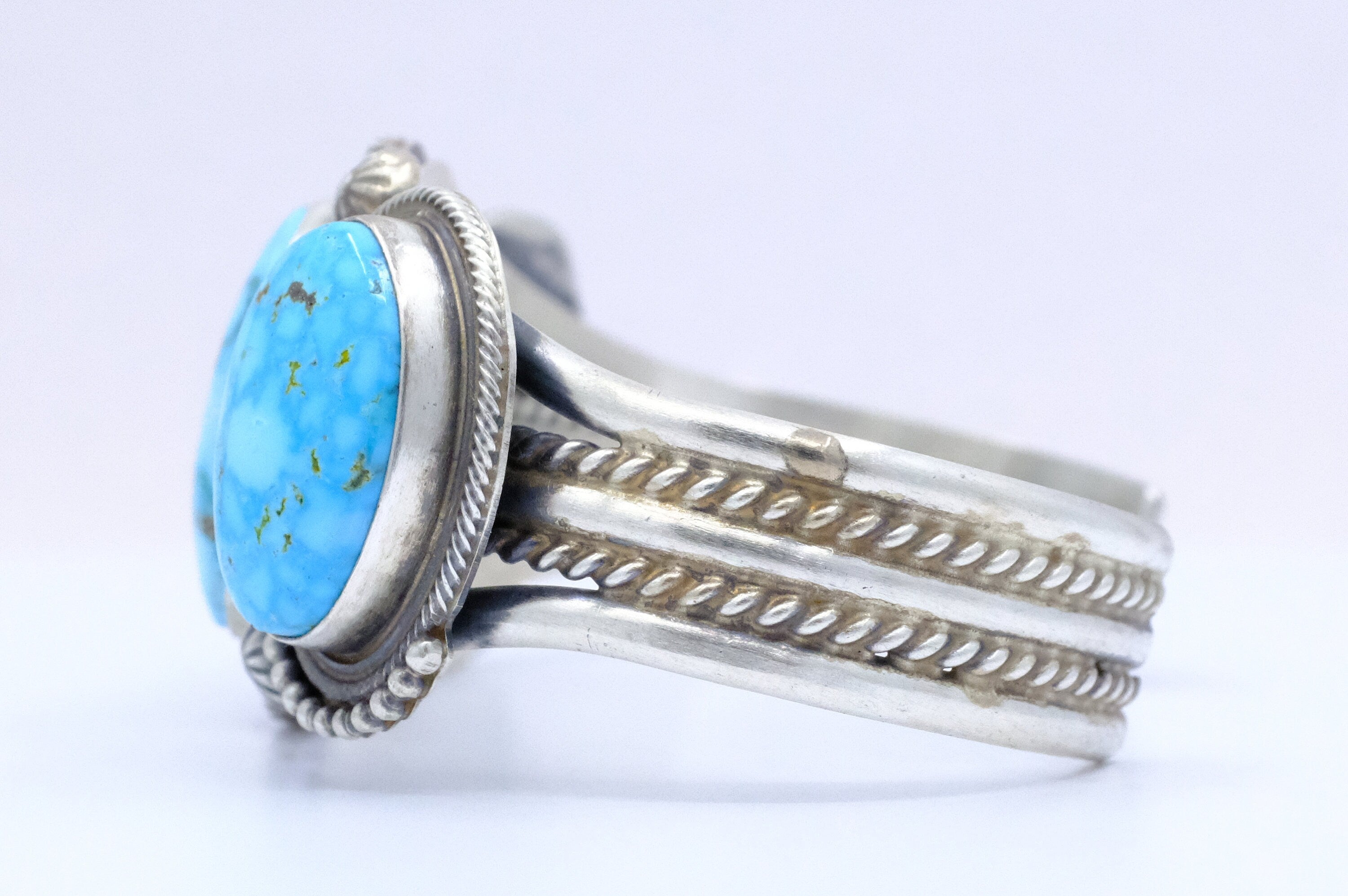 Sterling Silver Kingman Turquoise Kathleen Chavez Navajo Cuff Bracelet