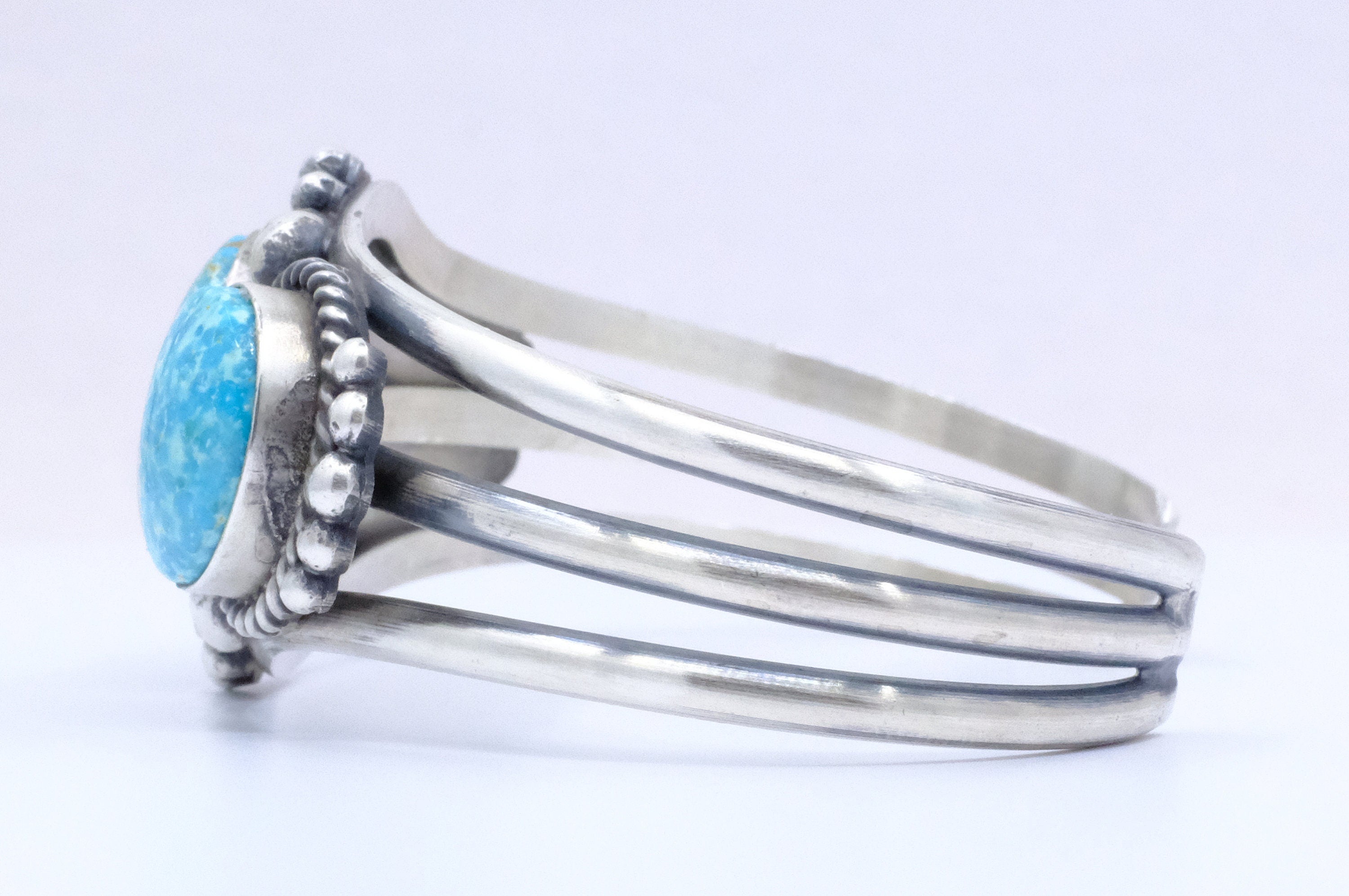 Sterling Silver Valley Blue Turquoise Mary Ann Spencer Navajo Cuff Bracelet