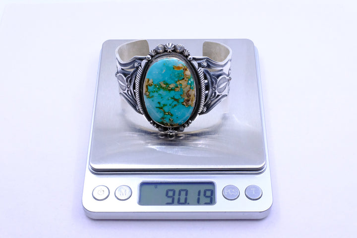 Sterling Silver Royston Turquoise Aaron Toadlena Navajo Cuff Bracelet