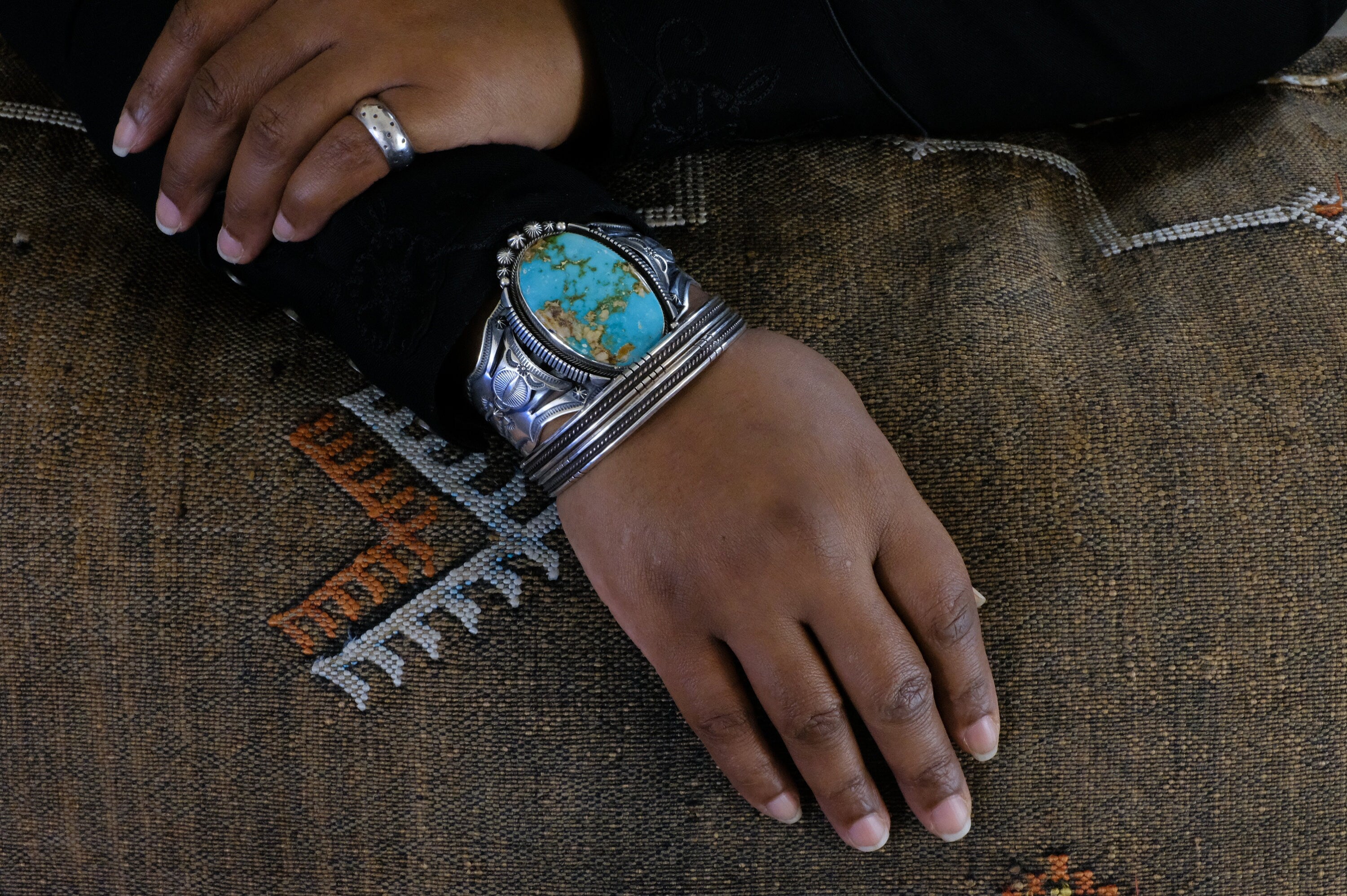 Sterling Silver Royston Turquoise Aaron Toadlena Navajo Cuff Bracelet