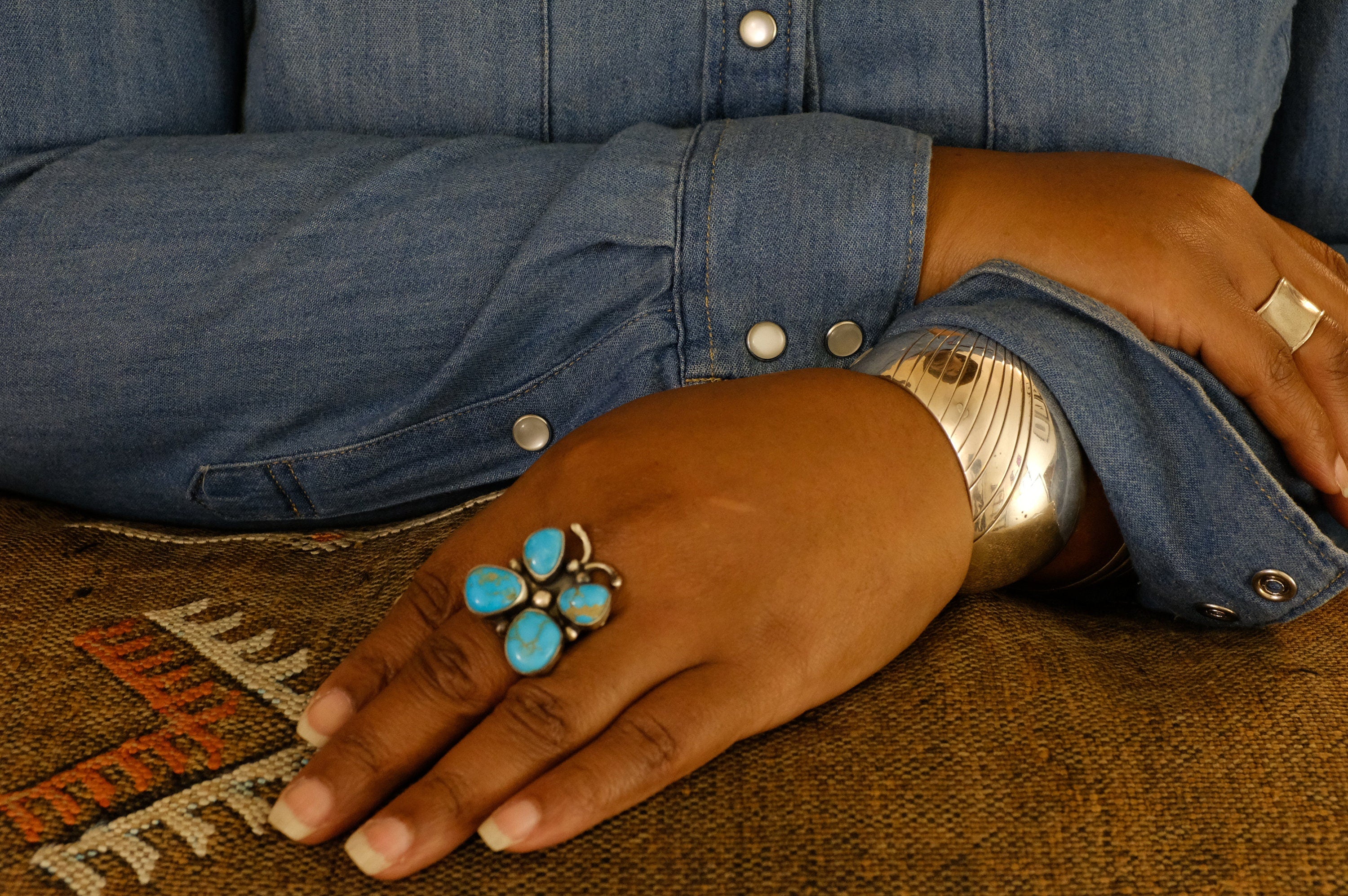 Sterling Silver Kingman Turquoise Sheila Becenti Navajo Ring