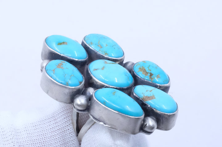 Sterling Silver Turquoise Bea Tom Navajo Ring