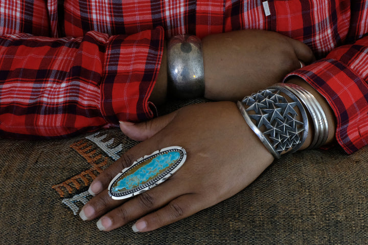 Sterling Silver Turquoise Eddie Secatero Navajo Ring